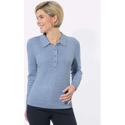 Witt Polopullover mittelblau-ecru-meliert 52 female Witt Polopullover mittelblau-ecru-meliert 52 female