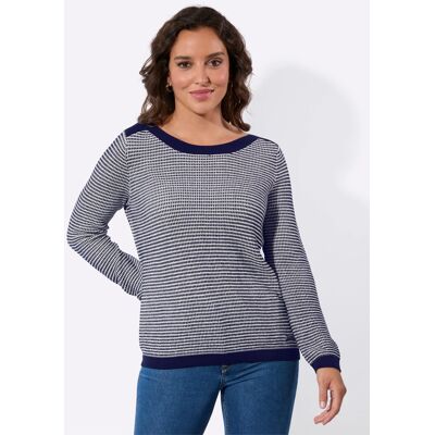 Witt Langarm-Pullover marine-ecru-gemustert 48 female Witt Langarm-Pullover marine-ecru-gemustert 48 female
