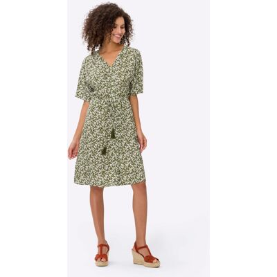 heine A-Linien-Kleid oliv-ecru-bedruckt 42 female heine A-Linien-Kleid oliv-ecru-bedruckt 42 female