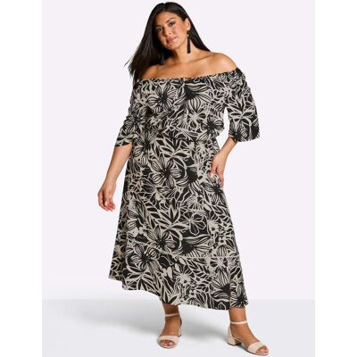 sheego Maxikleid schwarz-sand-bedruckt 40 female sheego Maxikleid schwarz-sand-bedruckt 40 female