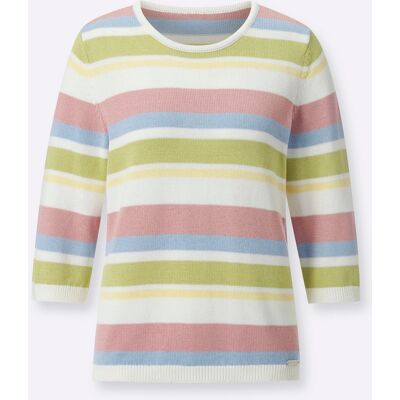 Witt 3/4-Arm-Pullover hortensie-ecru-geringelt 40 female Witt 3/4-Arm-Pullover hortensie-ecru-geringelt 40 female