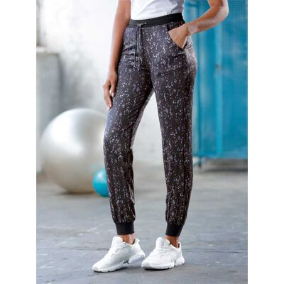 Catamaran Damen Schwarze Gemusterte Lange Sports-Hose - Trainingshose Catamaran Damen Schwarze Gemusterte Lange Sports-Hose - Trainingshose