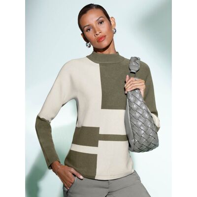 Witt Jacquard-Pullover khaki-ecru-gemustert 48 female Witt Jacquard-Pullover khaki-ecru-gemustert 48 female