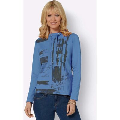 AMBRIA Blau Muster Rundhalsausschnitt Sweatshirt - Sweatshirt AMBRIA Blau Muster Rundhalsausschnitt Sweatshirt - Sweatshirt