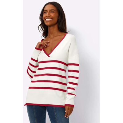 heine Streifenpullover rot-ecru-geringelt 46 female heine Streifenpullover rot-ecru-geringelt 46 female
