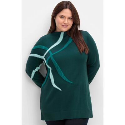 sheego Feinstrickpullover tiefgrün-gemustert 44/46 female sheego Feinstrickpullover tiefgrün-gemustert 44/46 female