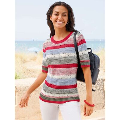 Witt Kurzarmpullover erdbeere-ecru-geringelt 48 female Witt Kurzarmpullover erdbeere-ecru-geringelt 48 female