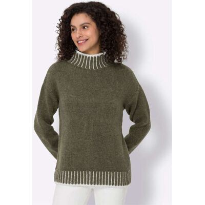 heine Stehkragenpullover khaki-ecru-meliert 42 female heine Stehkragenpullover khaki-ecru-meliert 42 female
