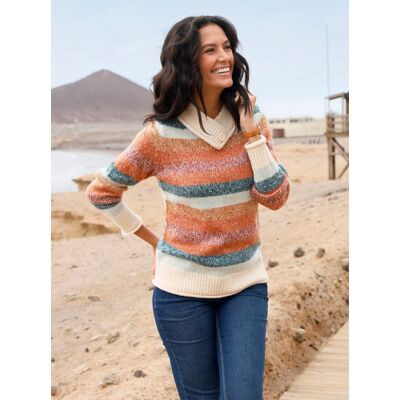Witt Stehkragenpullover kalkmint-flamingo-geringelt 40 female Witt Stehkragenpullover kalkmint-flamingo-geringelt 40 female