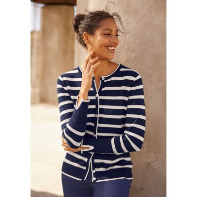 heine Feinstrickjacke marine-ecru-gestreift 42 female heine Feinstrickjacke marine-ecru-gestreift 42 female