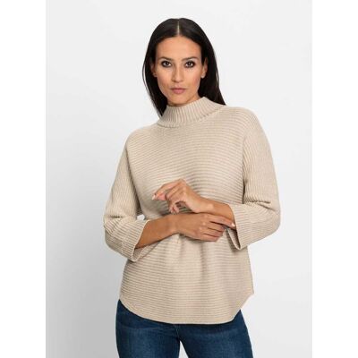 heine Stehkragenpullover beige-meliert 34 female heine Stehkragenpullover beige-meliert 34 female