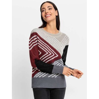 heine Jacquard-Pullover anthrazit-bordeaux-gemustert 40 female heine Jacquard-Pullover anthrazit-bordeaux-gemustert 40 female