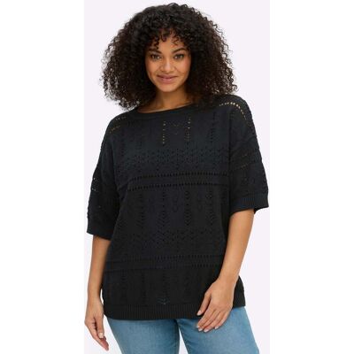 sheego Kurzarmpullover schwarz 52/54 female sheego Kurzarmpullover schwarz 52/54 female
