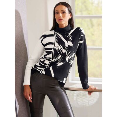 heine Jacquardpullover schwarz-ecru-gemustert 38 female heine Jacquardpullover schwarz-ecru-gemustert 38 female