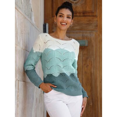 Witt Ajourpullover jade-ecru-gemustert 46 female Witt Ajourpullover jade-ecru-gemustert 46 female