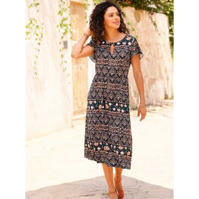 Witt Jerseykleid papaya-schwarz-bedruckt 46 female Witt Jerseykleid papaya-schwarz-bedruckt 46 female