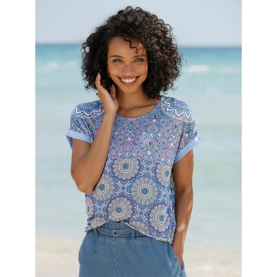 heine Kurzarmshirt bleu-salbei-bedruckt 36 female heine Kurzarmshirt bleu-salbei-bedruckt 36 female