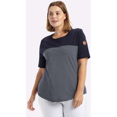 sheego Streifenshirt tiefblau-weiß-geringelt 44/46 female sheego Streifenshirt tiefblau-weiß-geringelt 44/46 female