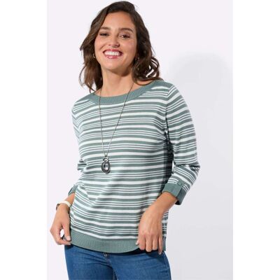 Witt Baumwollpullover jade-ecru-geringelt 50 female Witt Baumwollpullover jade-ecru-geringelt 50 female