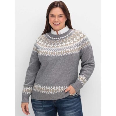 sheego by Joe Browns Jacquard-Pullover grau meliert 56/58 female sheego by Joe Browns Jacquard-Pullover grau meliert 56/58 female