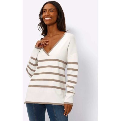heine Streifenpullover sesam-ecru-geringelt 38 female heine Streifenpullover sesam-ecru-geringelt 38 female