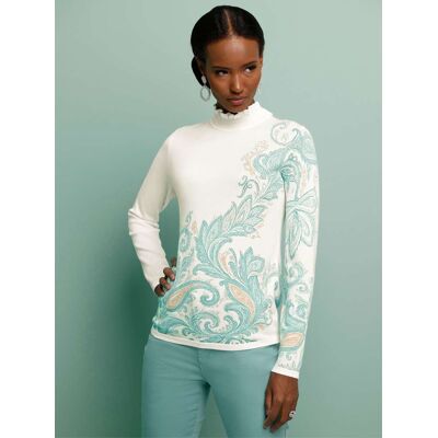 Witt Langarm-Pullover ecru-salbei-bedruckt 46 female Witt Langarm-Pullover ecru-salbei-bedruckt 46 female