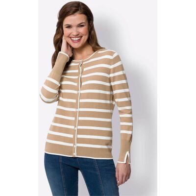 heine Feinstrickjacke camel-ecru-gestreift 40 female heine Feinstrickjacke camel-ecru-gestreift 40 female