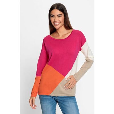 heine Feinstrickpullover orange-pink-gemustert 44 female heine Feinstrickpullover orange-pink-gemustert 44 female