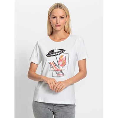 heine Kurzarmshirt weiß-koralle-bedruckt 34 female heine Kurzarmshirt weiß-koralle-bedruckt 34 female