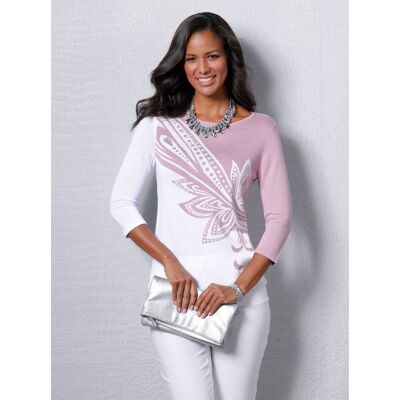 Witt Feinstrickpullover ecru-hellrosé-bedruckt 36 female Witt Feinstrickpullover ecru-hellrosé-bedruckt 36 female