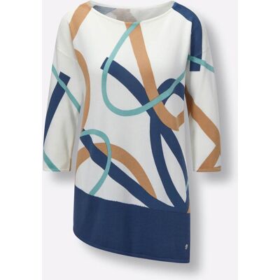 CREATION L PREMIUM 3/4-Arm-Pullover ecru-jeansblau-gemustert 48 female CREATION L PREMIUM 3/4-Arm-Pullover ecru-jeansblau-gemustert 48 female