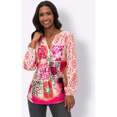 HEINE Modell 44 Aprikos-Orange Tierprint Bluse HEINE Modell 44 Aprikos-Orange Tierprint Bluse