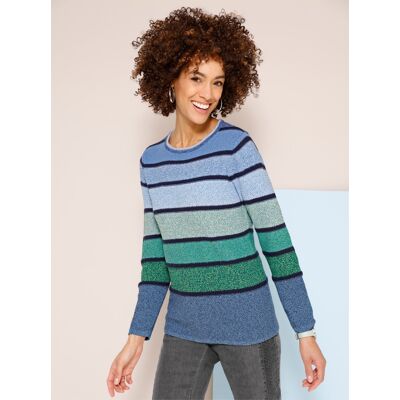 Witt Langarm-Pullover mittelblau-grün-geringelt 48 female Witt Langarm-Pullover mittelblau-grün-geringelt 48 female