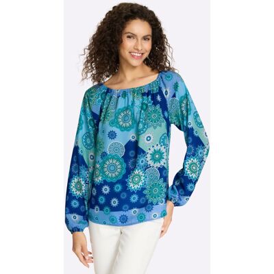 heine Druckbluse royalblau-grün-bedruckt 42 female heine Druckbluse royalblau-grün-bedruckt 42 female