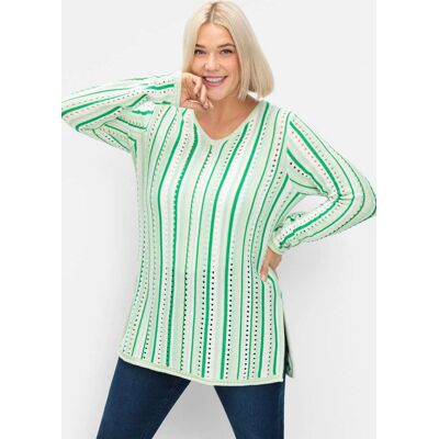 sheego Ajourpullover grün-offwhite 40/42 female sheego Ajourpullover grün-offwhite 40/42 female