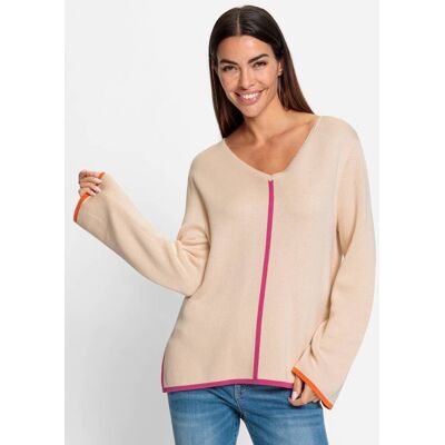 heine V-Ausschnitt-Pullover elfenbein-fuchsia 42 female heine V-Ausschnitt-Pullover elfenbein-fuchsia 42 female