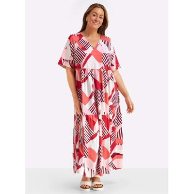 sheego A-Linien-Kleid erdbeere-koralle-bedruckt 58 female sheego A-Linien-Kleid erdbeere-koralle-bedruckt 58 female