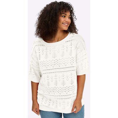 sheego Kurzarmpullover ecru 48/50 female sheego Kurzarmpullover ecru 48/50 female