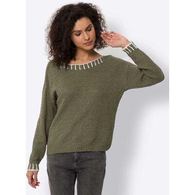 heine Rundhalspullover khaki-champagner 40 female heine Rundhalspullover khaki-champagner 40 female