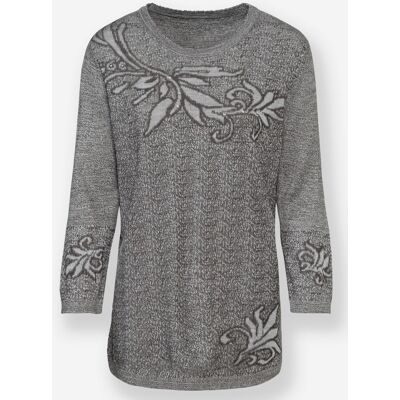 Witt 3/4-Arm-Pullover hellgrau-anthrazit-meliert 48 female Witt 3/4-Arm-Pullover hellgrau-anthrazit-meliert 48 female