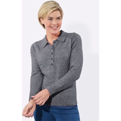 Witt Polopullover schwarz-ecru-meliert 50 female Witt Polopullover schwarz-ecru-meliert 50 female