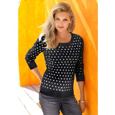Witt Strickpullover schwarz-weiß-getupft 46 female Witt Strickpullover schwarz-weiß-getupft 46 female