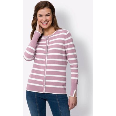 heine Feinstrickjacke rosé-ecru-gestreift 42 female heine Feinstrickjacke rosé-ecru-gestreift 42 female