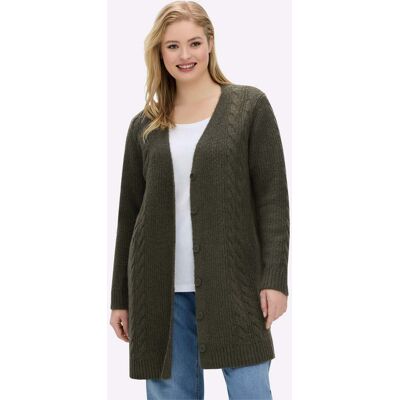 sheego Cardigan khaki-ecru-meliert 56/58 female sheego Cardigan khaki-ecru-meliert 56/58 female