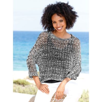 heine 2-in-1-Pullover schwarz-weiß-meliert 40 female heine 2-in-1-Pullover schwarz-weiß-meliert 40 female