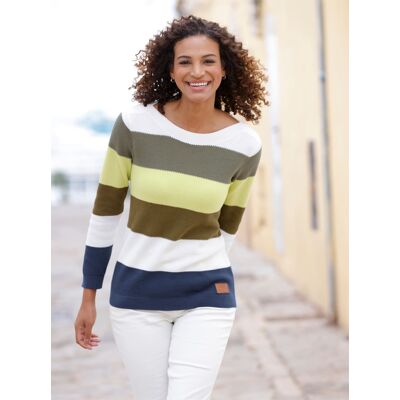 Witt Langarm-Pullover khaki-ecru-geringelt 36 female Witt Langarm-Pullover khaki-ecru-geringelt 36 female