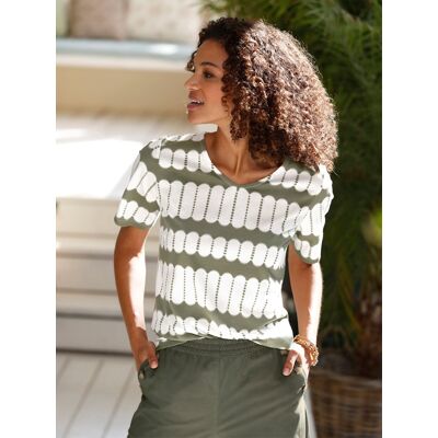Witt Kurzarmshirt khaki-ecru-bedruckt 44 female Witt Kurzarmshirt khaki-ecru-bedruckt 44 female