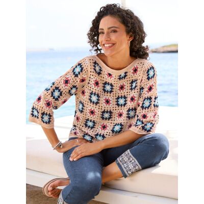 Witt Pullover apricot-koralle-gemustert 40/42 female Witt Pullover apricot-koralle-gemustert 40/42 female