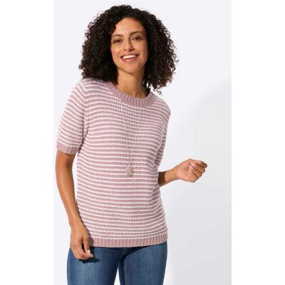 Witt Kurzarmpullover mauve-ecru-geringelt 40 female Witt Kurzarmpullover mauve-ecru-geringelt 40 female