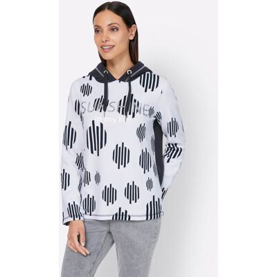 heine Kapuzensweatshirt marine-ecru-bedruckt 46 female heine Kapuzensweatshirt marine-ecru-bedruckt 46 female